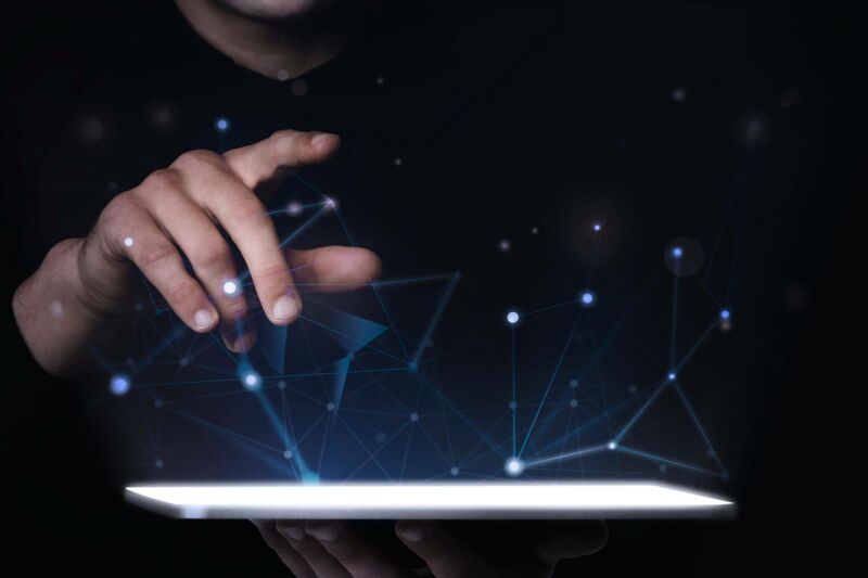A person holding a device