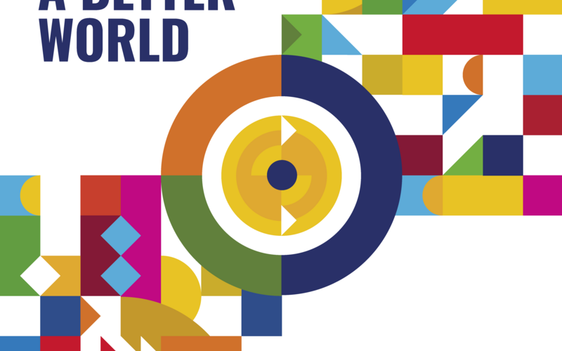 Buntes Poster zum Weltnormentag zeigt das Motto "Shared vision for a better world" und die Logos von IEC, ISO und ITU