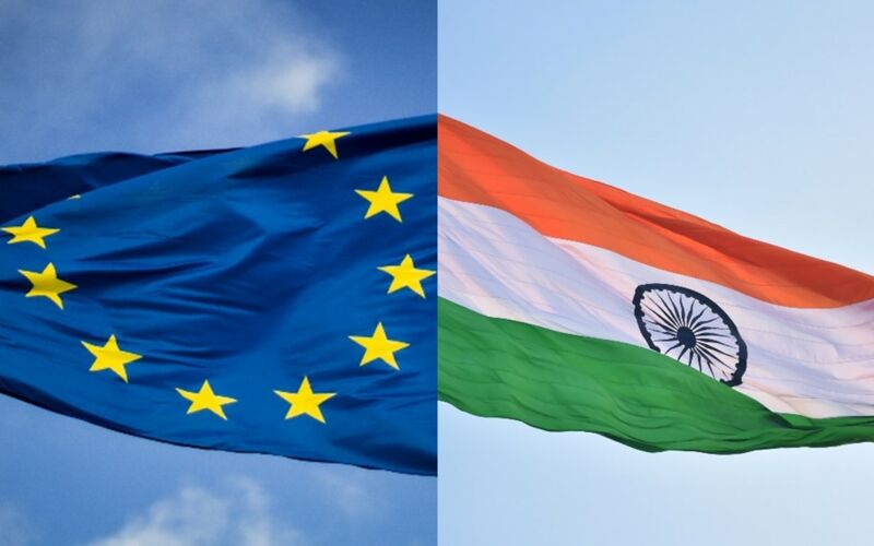 Flaggen EU und Indien