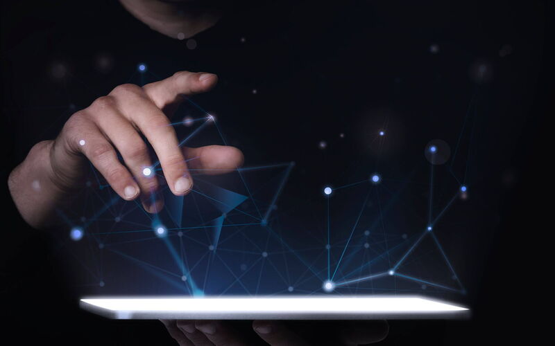 A person holding a device